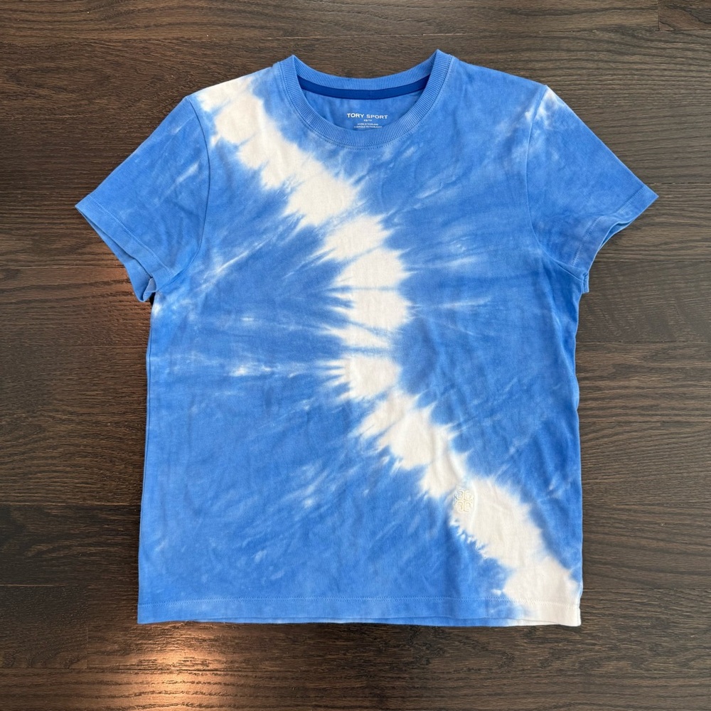 Tory Sport Blue & White Tie-Dye Tee